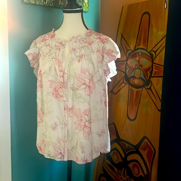 NWT La Vie by Rebecca Taylor Floral Peonies Top. - Picture 2 of 7